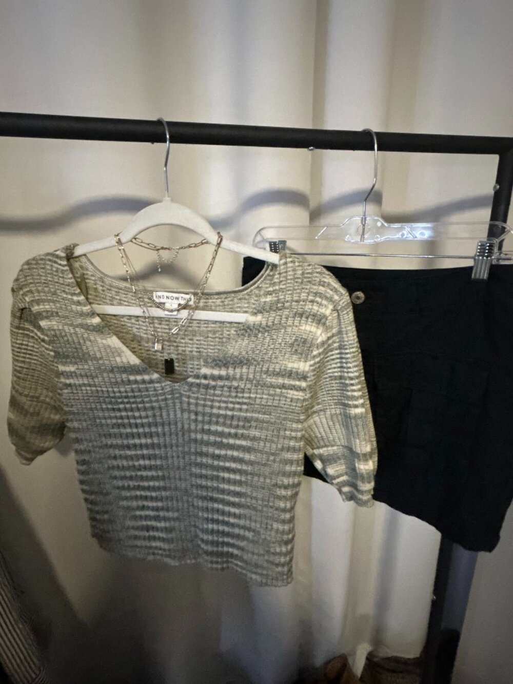 Green and White Striped Blouse